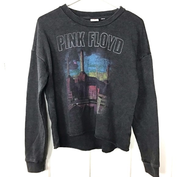 Junk Food Clothing Tops - Pink Floyd Dark Gray Distressed Sweatshirt - M